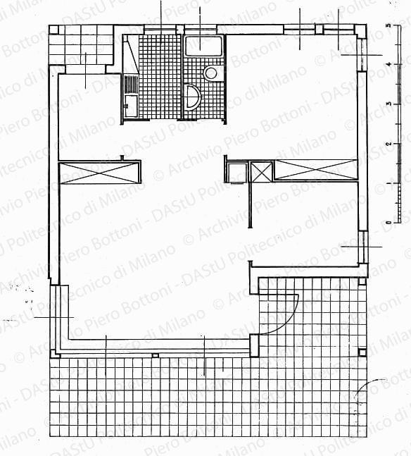 Pianta villetta, scala 1:50, s.d. China su lucido, cm 19,8x24,0. 