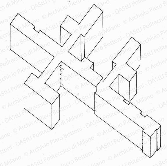 Assonometria, scala 1:1000, s.d. Matita e china su lucido, cm 18,5x25,0. 