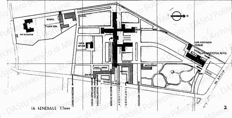 Planimetria generale, scala 1:1000, s.d. China e matita su lucido, cm 40,0x81,2. 