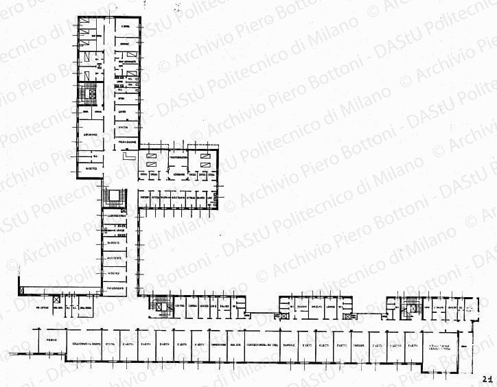 Centro tumori, piano 2°, pianta, scala 1:100, s.d. China su lucido, cm 79,0x104,0.