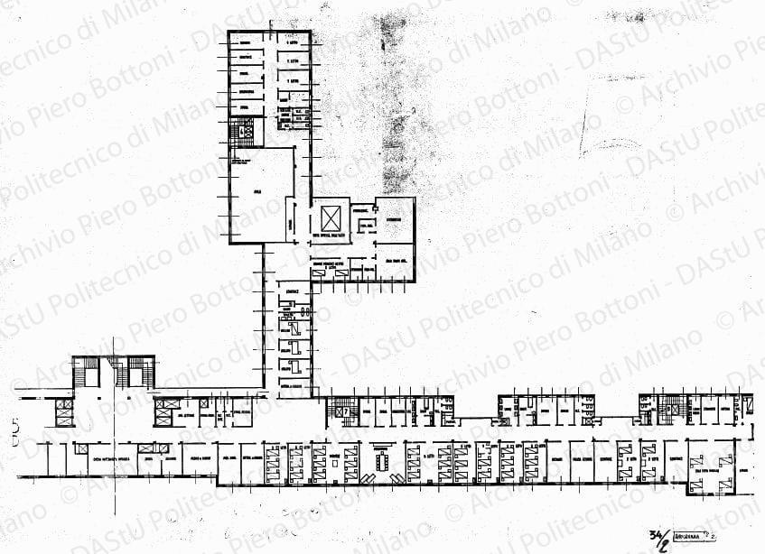 Clinica ostetrica, piano 5°, pianta, scala 1:100, s.d. China su lucido, cm 87,5x121,0.