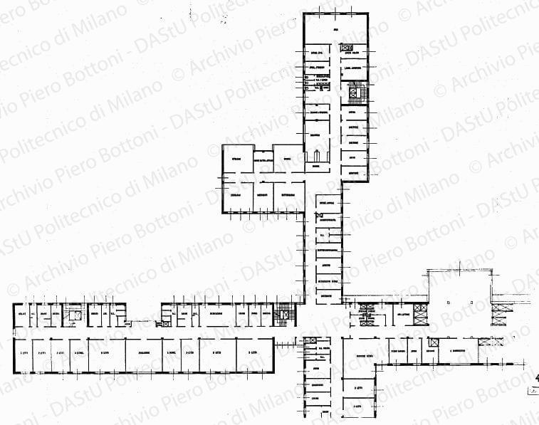 Piano 7°, pianta, scala 1:100, s.d. China su lucido, cm 121,7x107,7.