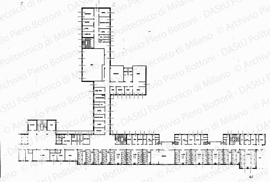 Piano 7°, pianta, scala 1:100, s.d. China su lucido, cm 82,9x117,8.