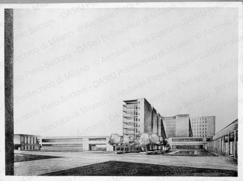 Riproduzione di veduta prospettica, positivo, bianco e nero, mm 124x170. Su una fotografia timbro ad inchiostro sul verso: "Motto GR PB 1933".
