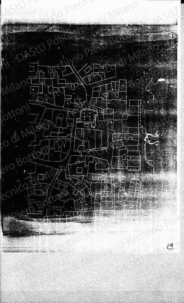 Rilievi su: Planimetria zona di S. Nazzaro, scala 1:500, s.d. Matita su eliografia su carta, cm 48,5x54,0.