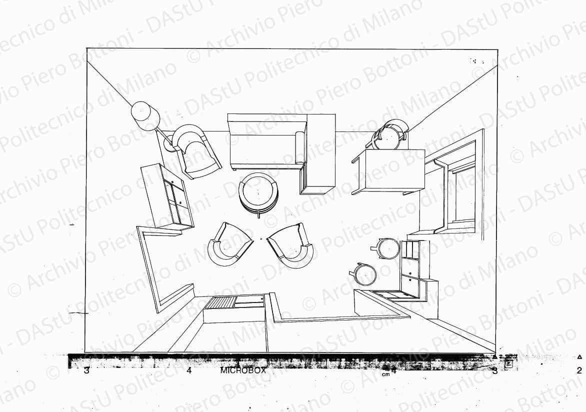 Prospettiva salotto, s.d. China su lucido, cm 24,5 x 46,0.