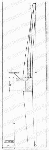 Particolare sedia, scala 1:1, prot. 1666, s.d. Matita e matita rossa su lucido, cm 99,9x28,7.