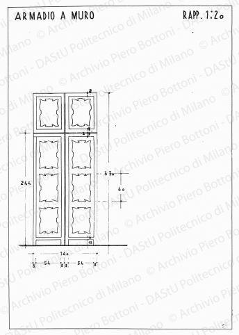 Armadio a muro, scala 1:20, s.d. China su lucido, cm 35,9x25,4. 