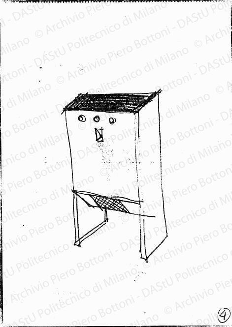 Schizzo di mobile radio, s.d. Matita su carta, cm 21,2x15,0. 