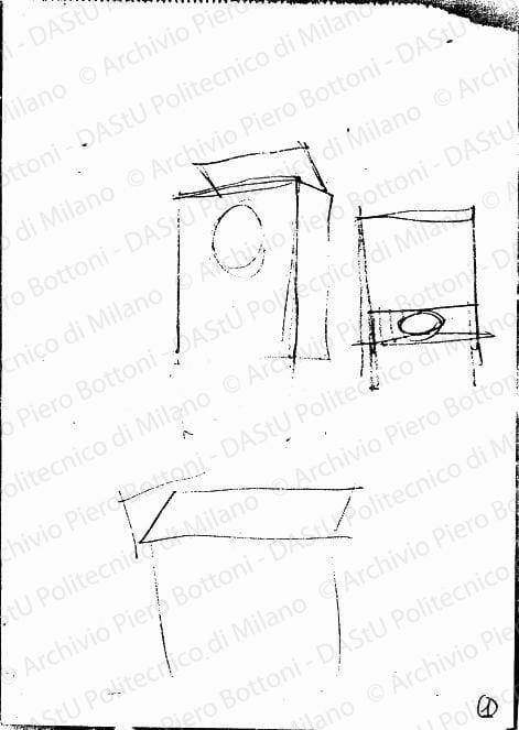 Schizzo di mobile radio, s.d. Matita su carta, cm 21,2x15,0. 