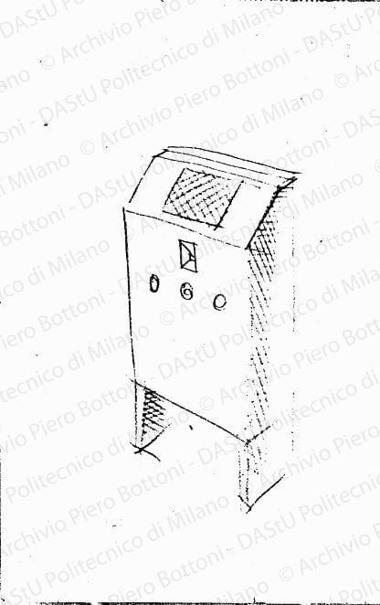 Schizzo di mobile radio, s.d. Matita su carta, cm 21,2x15,0. 