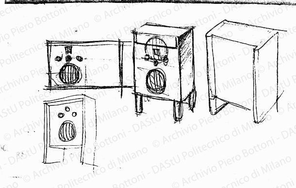 Schizzi di mobili radio, s.d. Matita su carta, cm 19,0x23,8. 