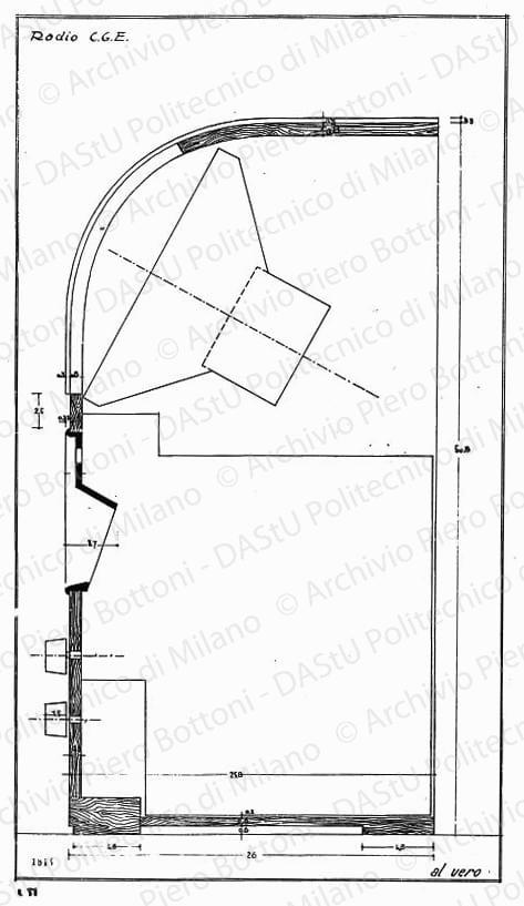 Radio C.G.E., sezione, scala 1:1, prot. 1814, s.d. China su lucido, cm 61,8x34,8. 