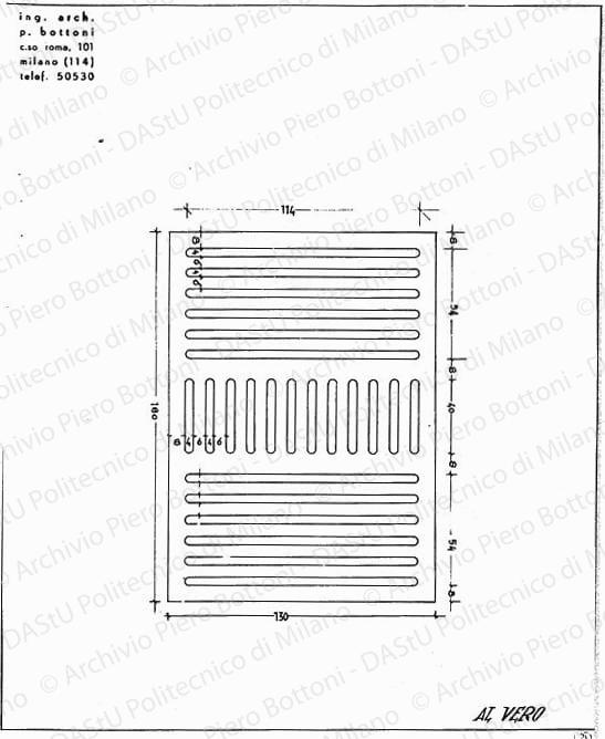 Particolare di griglia audio, scala 1:1, s.d. China su lucido, cm 37,2x30,7. 