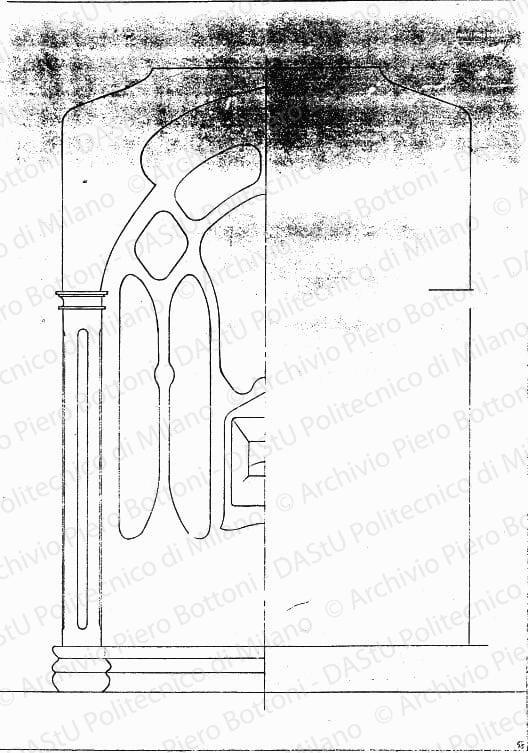 Apparecchio radio, fronte-sezione, scala 1:1, s.d. Matita su lucido, cm 60,0x42,0. 
