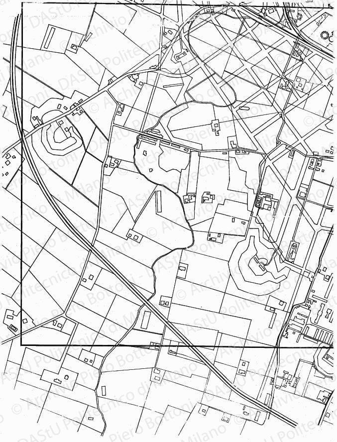 Planimetria area fiera, scala 1:1000, s.d. China su lucido, cm 104,0x99,2. 