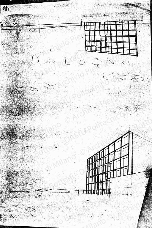 Prospettive ingresso, s.d. Matita su lucido, cm 47,5x31,0. 