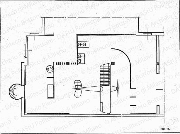 Pianta, scala 1:50, s.d. China su lucido, cm 47,0x64,0. 