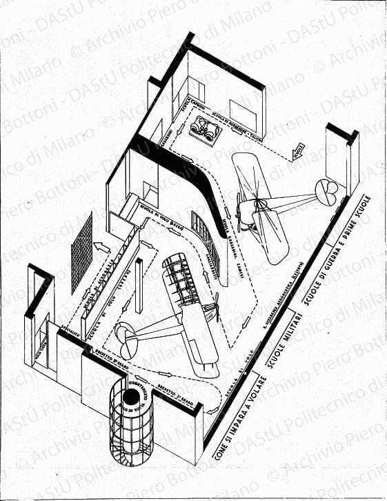 Assonometria, scala 1:50, s.d. China su lucido, cm 75,5x58,2. 