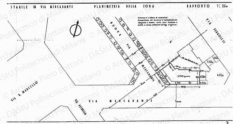 Stabile in via Mercadante, planimetria della zona, scala 1:250, prot. 1793, s.d. China su lucido, cm 41,6x77,8. 