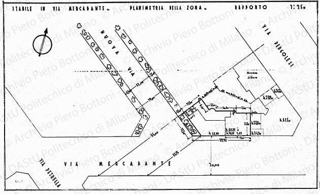 Stabile in via Mercadante, planimetria della zona, scala 1:250, prot. 1841, s.d. China su lucido, cm 39,3x65,2. 