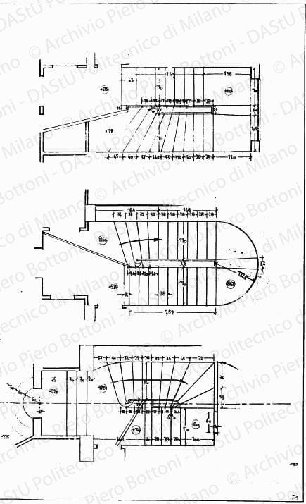 Particolare rampe scale, piante, scala 1:20, s.d. Matita su lucido, cm 73,7x46,2. 