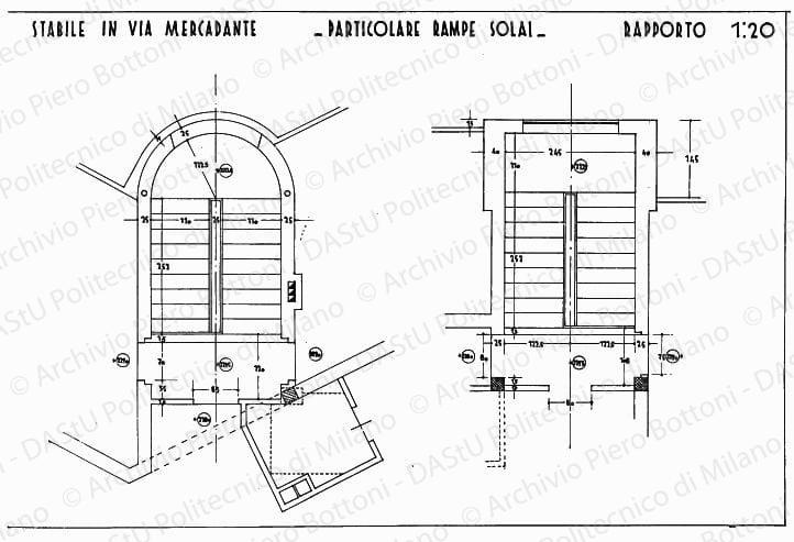 Stabile in via Mercadante, particolare rampe solai, scala 1:20, s.d. China su lucido, cm 49,4x74,0. 