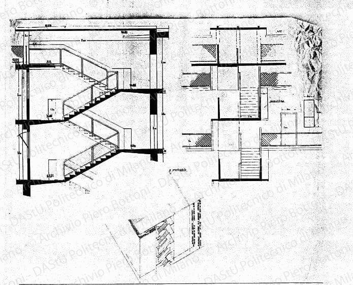 Dettaglio scala, scala 1:20, s.d. China su eliografia su carta, cm 80,6x89,9. 