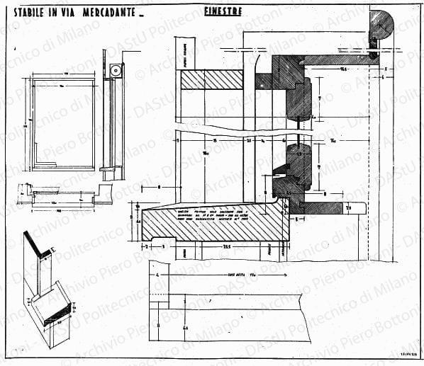 Stabile in via Mercadante, finestre, scala 1:1, 1:10, prot. 1920, 18 gennaio 1935. China su lucido, cm 73,8x86,2. 