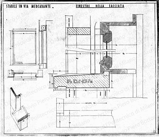 Stabile in via Mercadante, finestre della facciata, scala 1:1, 1:10, prot. 1920a, s.d. Eliografia su carta, cm 74,5x87,4. 