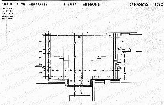 Stabile in via Mercadante, pianta androne, scala 1:20, s.d. China su lucido, cm 45,7x70,7.