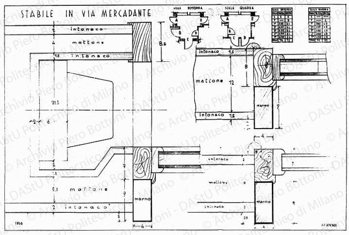 Stabile in via Mercadante, particolari, scala 1:1, prot. 1955, 23 aprile 1935. Matita su lucido, cm 49,4x73,7. 