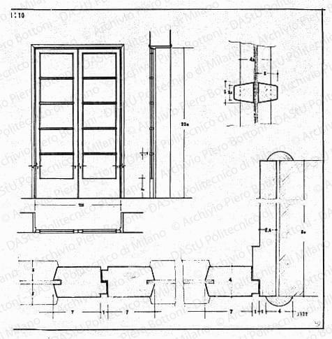 Porta, scala 1:1, 1:10, prot. 3322, s.d. China e matita su lucido, cm 47,4x47,0. 