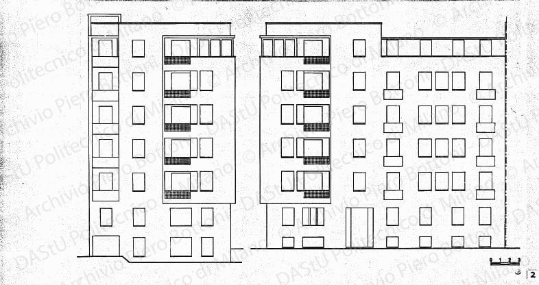 Prospetti (per pubblicazione), scala 1:50, s.d. China su lucido, cm 59,0x97,0. CS17.