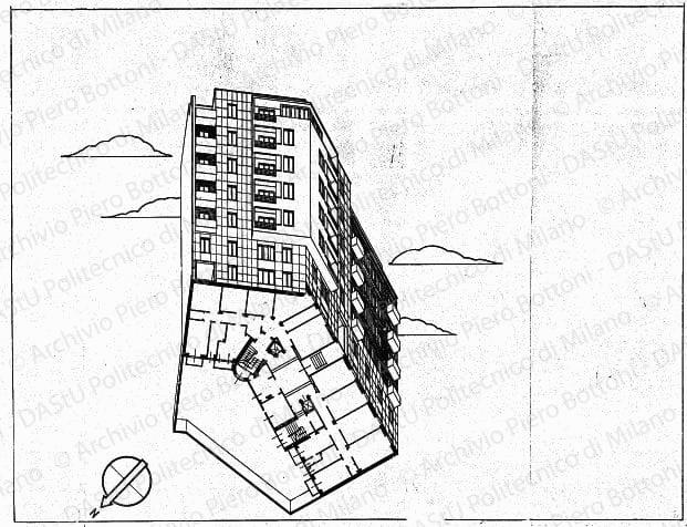 Assonometria-pianta (per pubblicazione), scala 1:100, s.d. China su lucido, cm 68,5x92,0.