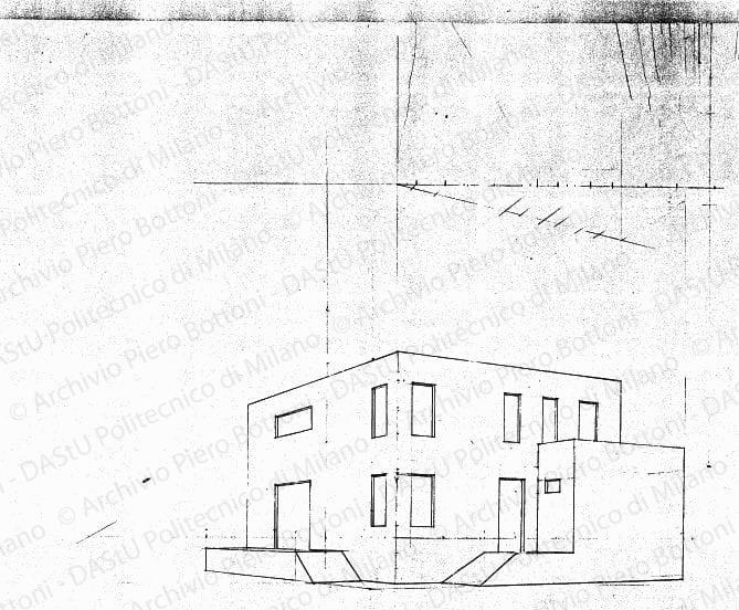 Prospettiva, s.d. Matita su lucido, cm 41,8x57,5. 
