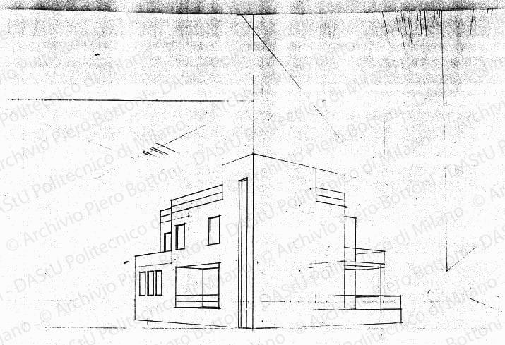 Prospettiva, s.d. Matita su lucido, cm 40,4x59,5. 