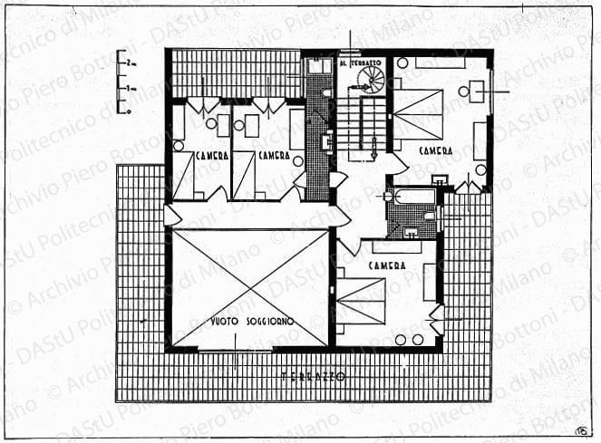 Pianta primo piano (per pubblicazione), scala 1:50, s.d. China su lucido, cm 36,6x49,6. 