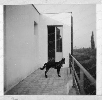 Veduta del balcone, positivo, bianco e nero, mm 60x60. Fotografia in album.