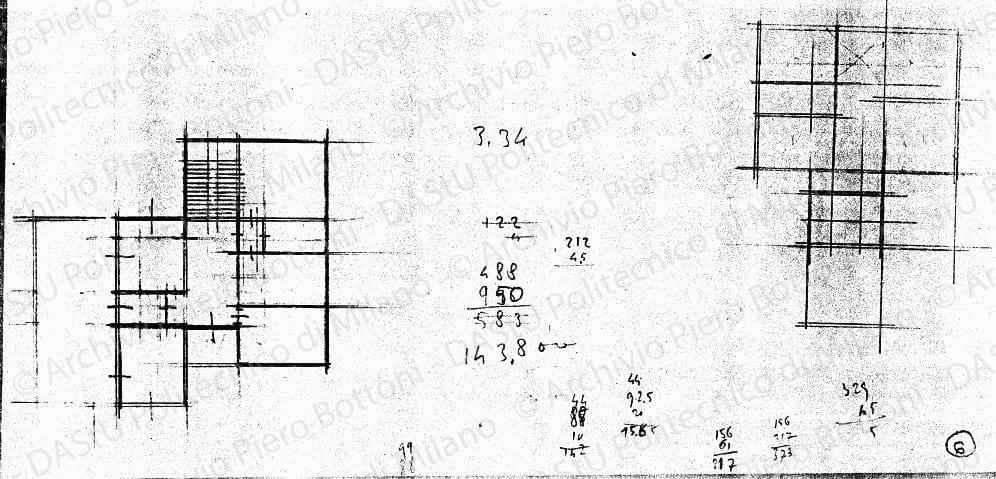 Studio di piante, scala 1:200, s.d. Matita su lucido, cm 14,1x29,5. 