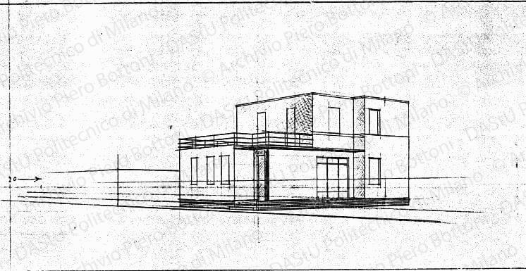 Prospettiva, s.d. Matita su lucido, cm 26,9x46,7. 
