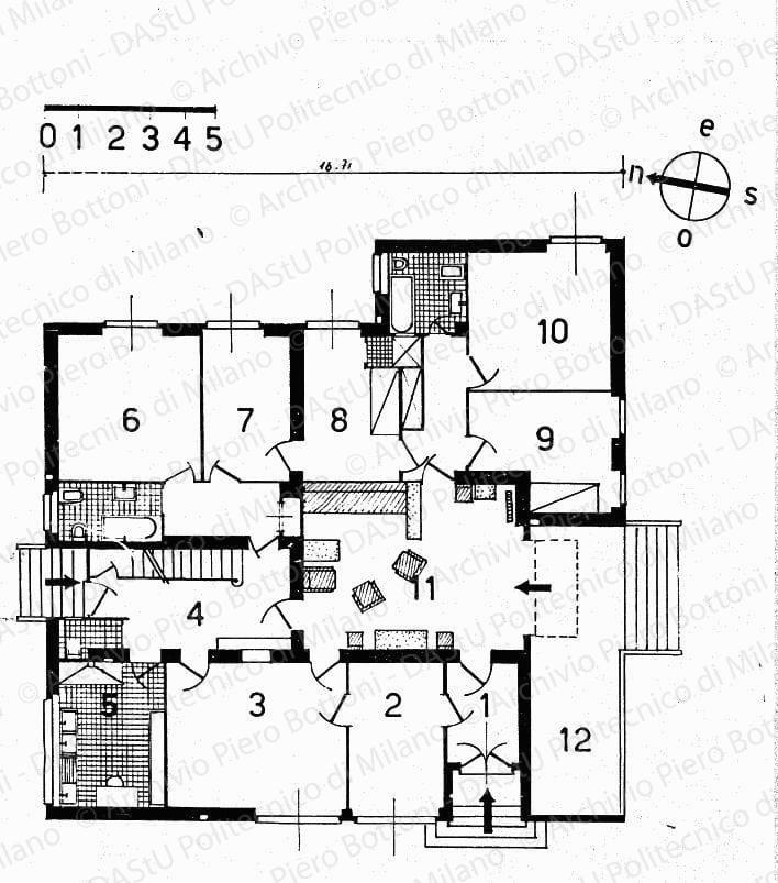 Pianta piano terreno (per pubblicazione), scala 1:200, s.d. China su lucido, cm 14,4x14,0.
