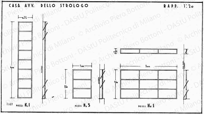 Casa avv. Dello Strologo, ordinativo finestre in ferro, scala 1:20, prot. 1817, s.d. China su lucido, cm 30,2x54,3. 