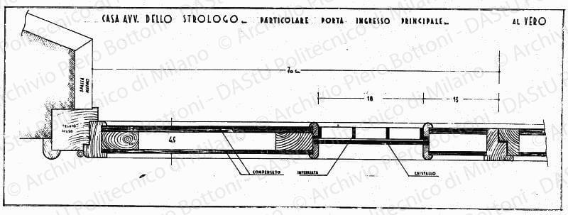 Casa avv. Dello Strologo, particolare porta ingresso principale, scala 1:1, s.d. China su lucido, cm 34,9x96,5. 