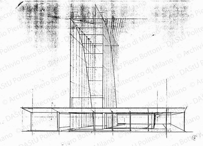Prospettiva, s.d. Matita su lucido, cm 35,0x50,3. 
