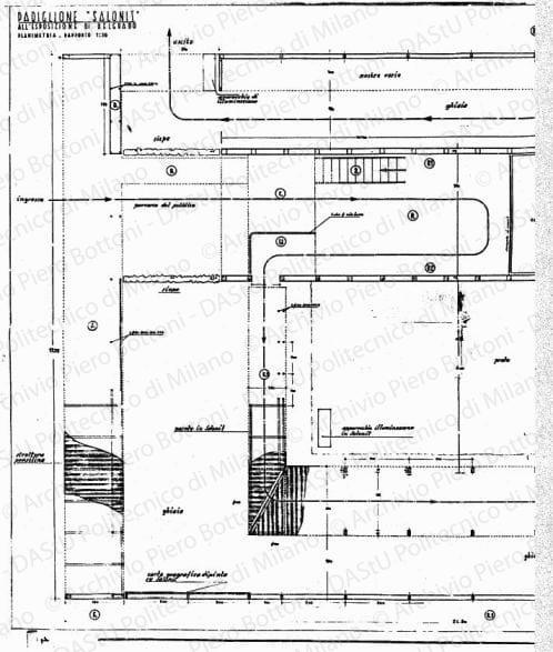 Padiglione "Salonit" all'esposizione di Belgrado, planimetria, scala 1:20, s.d. China su lucido, cm 101,0x144,8.