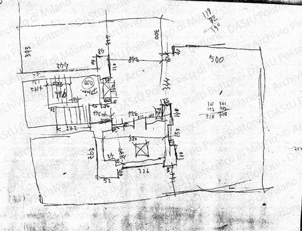 Schizzo di rilievo, pianta, s.d. Matita su carta, cm 32,7x43,6. 