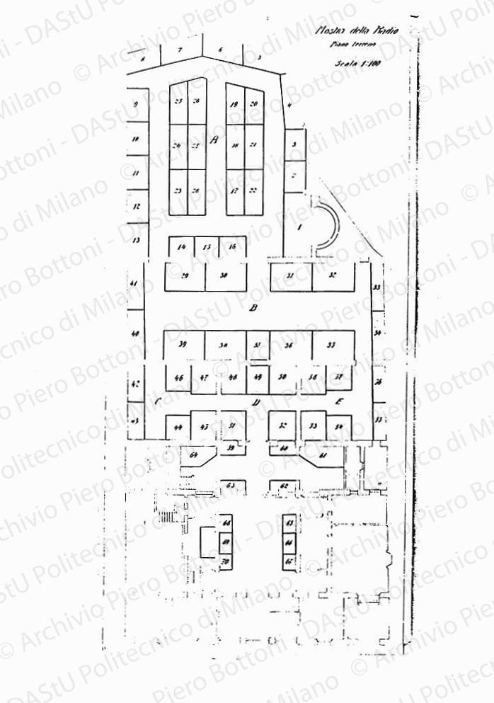 Mostra della Radio, pianta piano terreno, scala 1:100, s.d. Eliografia su carta, cm 78,6x38,0. 