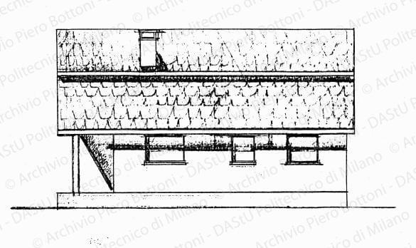 Prospetto est, scala 1:100, s.d. China e matita su lucido, cm 12,0x17,5. 