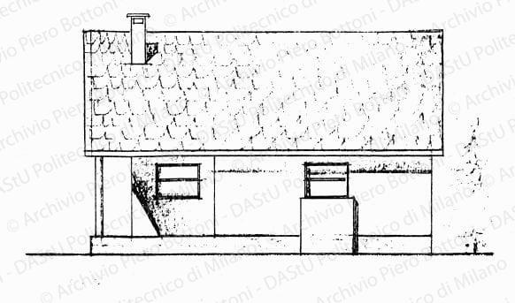 Prospetto ovest, scala 1:100, s.d. China e matita su lucido, cm 12,0x17,0. 